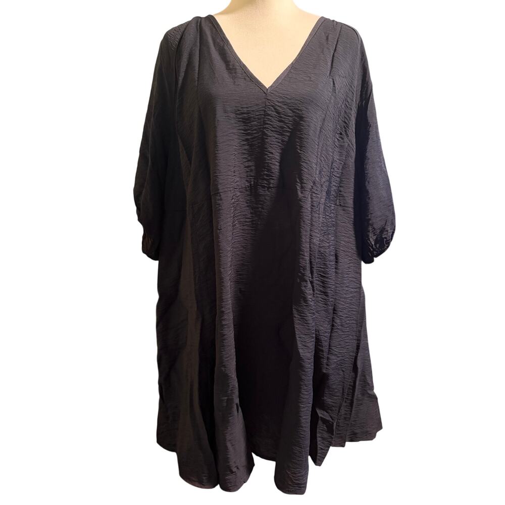Torrid Mini Hammered Rayon Surplice Dress, Deep Black, Plus Size 14/16, NWT
